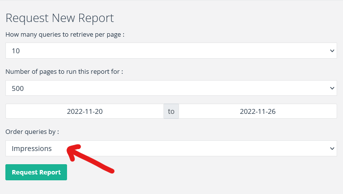 How to get the top query per page report ordered by impressions.