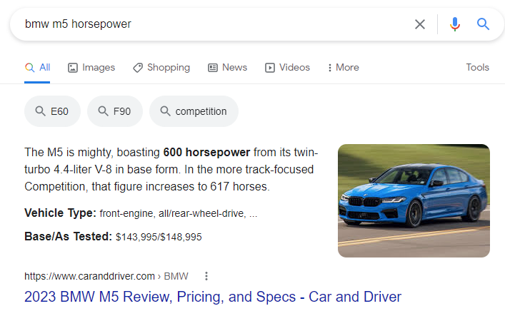 Google featured snippet paragraph.