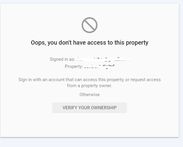 Google Search Console permission denied for the property.