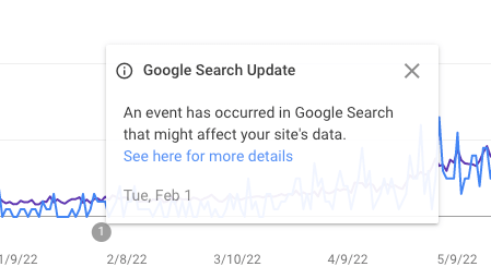 Google Search Console showing label when data is missing.