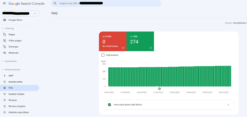 FAQ structured data report.