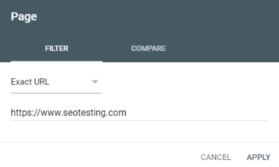 Search Console page filter