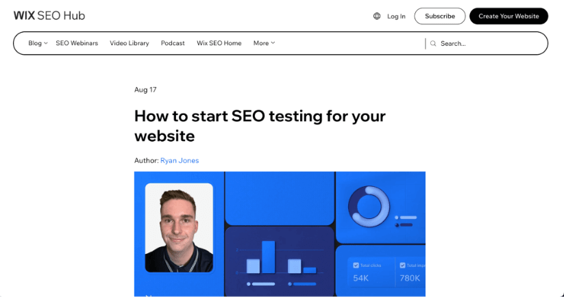 Wix SEO hub with a guest post written by Ryan Jones.