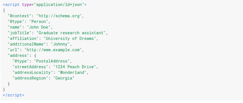 JSON-LD code example.