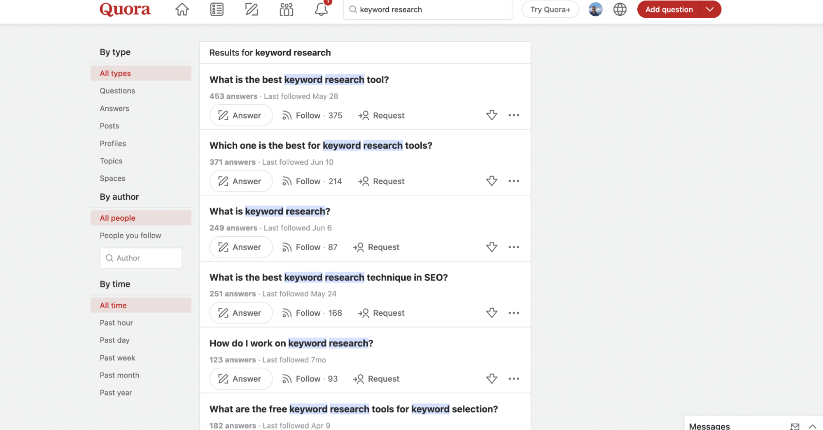Search on Quora's website.