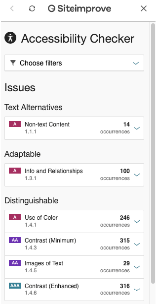 Siteimprove accessibility diagnosis.