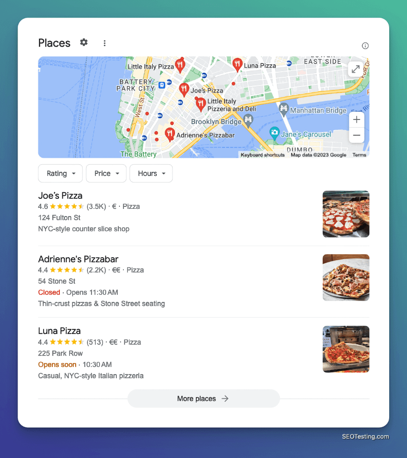 Google SERP feature Local Pack.