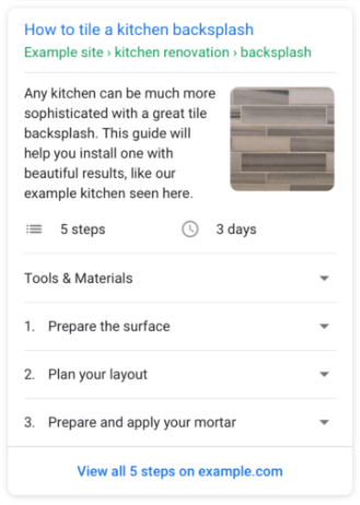 Structured data allows Google to show 'how to' tutorials in the SERP.