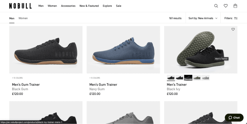 Nobull product listing pages for shoes.