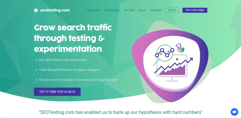 SEOTesting's homepage.