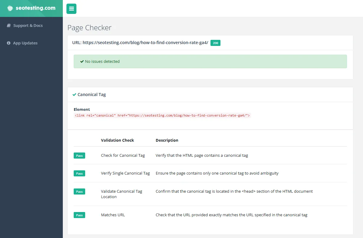 How the Canonical Tag Checker works