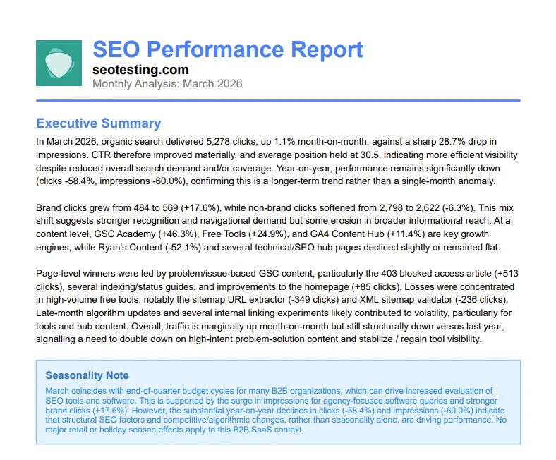 Pull, Summarise, and Deliver Your Monthly SEO Report
