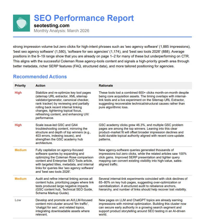 Priority-ranked recommendations, not just observations