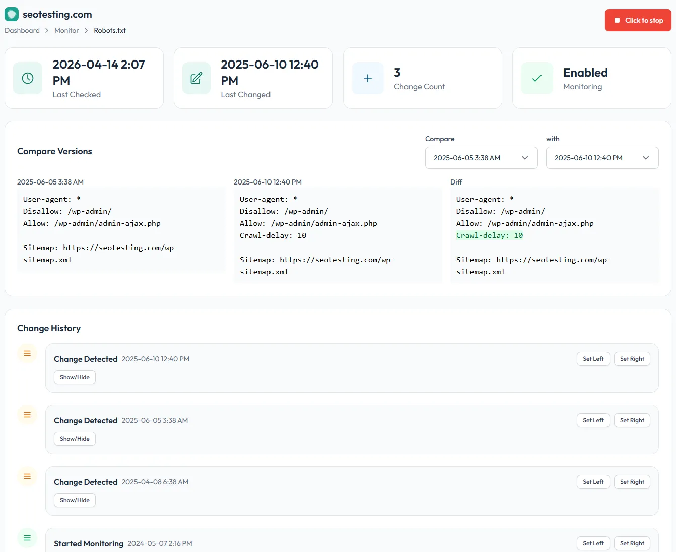 Prevent costly SEO mistakes with automated robots.txt Monitoring