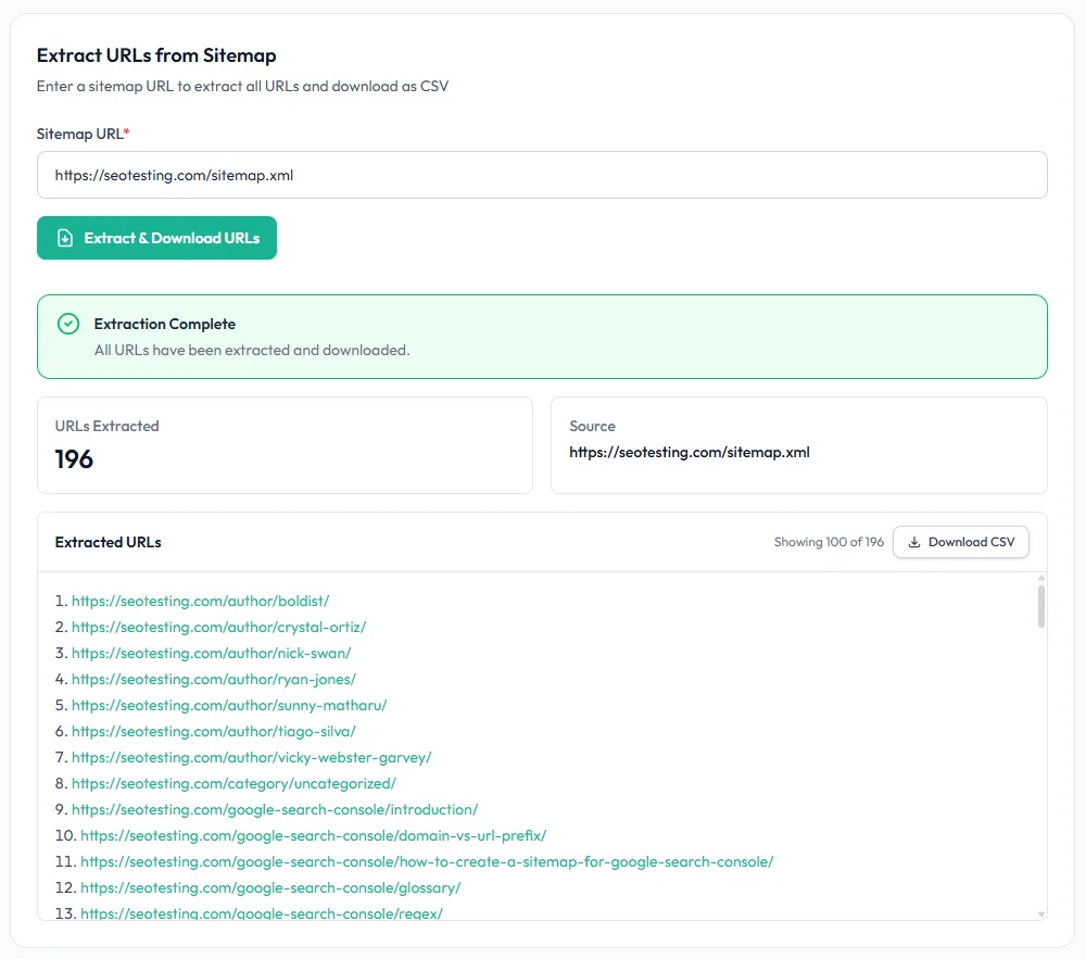 Sitemap URL Extractor