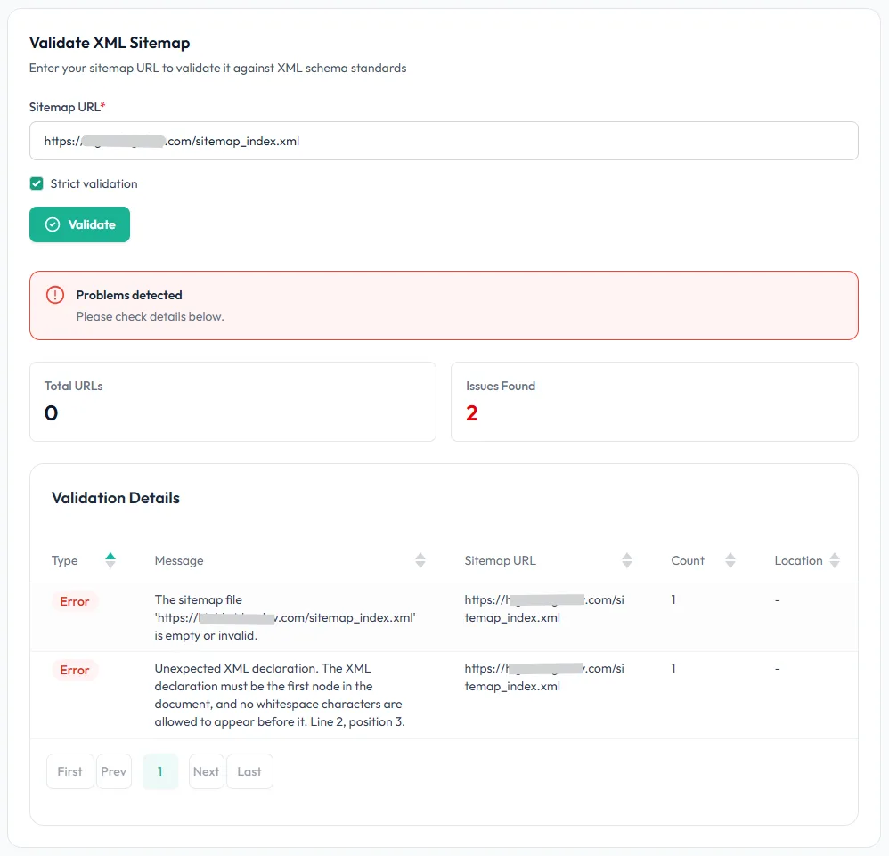XML Sitemap Validator