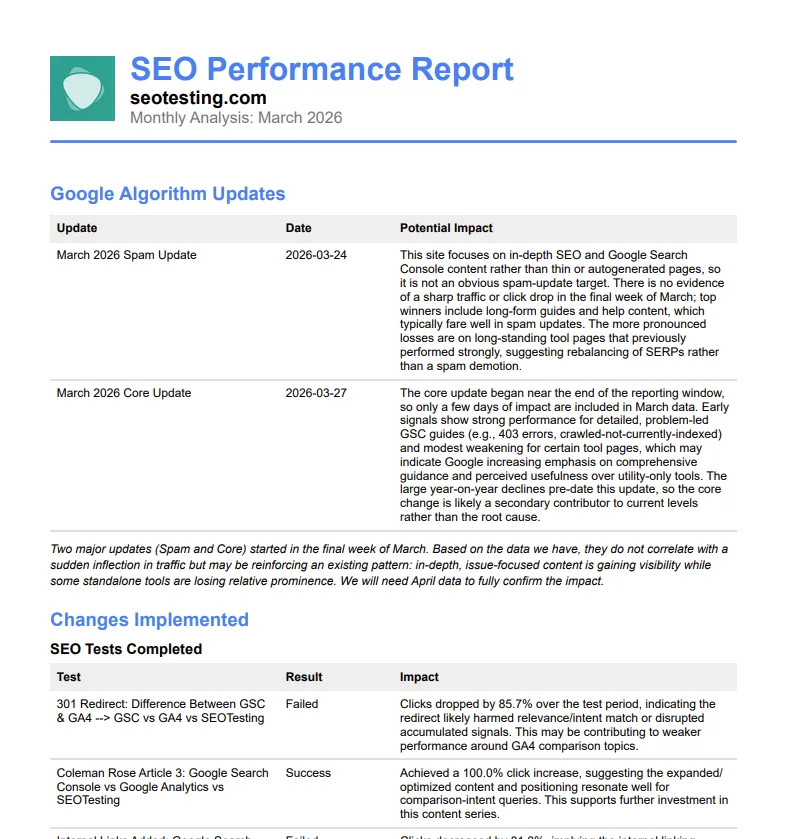 An executive summary that knows what you changed