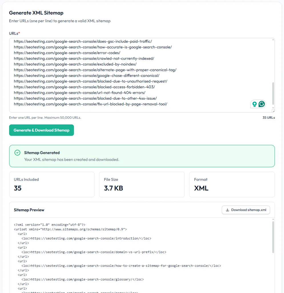 XML Sitemap Generator